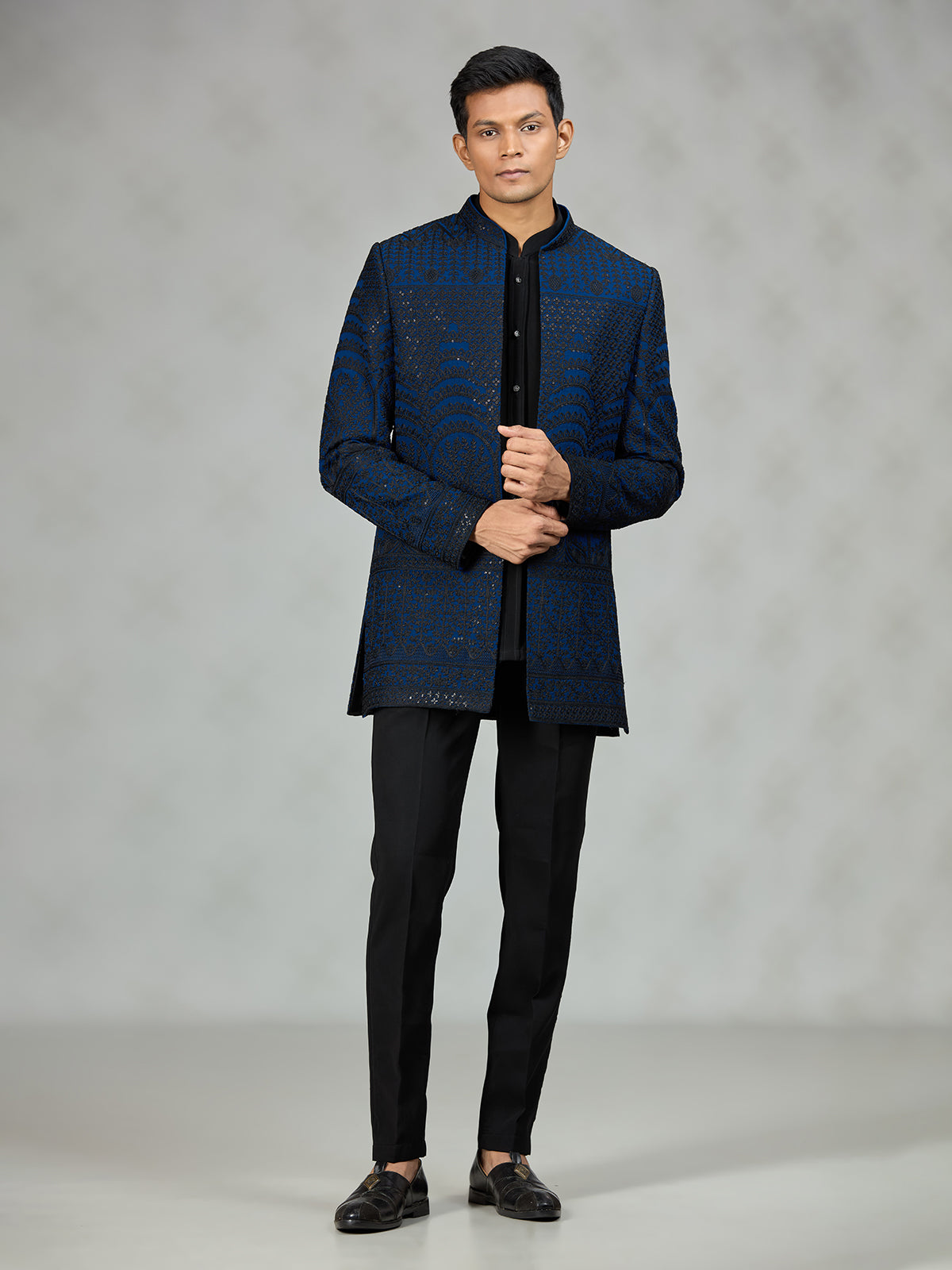 Black blue royal mens indo western
