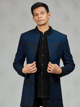 Black blue royal mens indo western