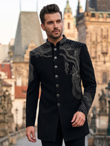 Black statement mens indo western
