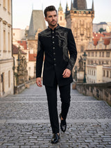 Black statement mens indo western
