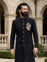 Black refined mens indo western