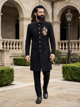 Black refined mens indo western