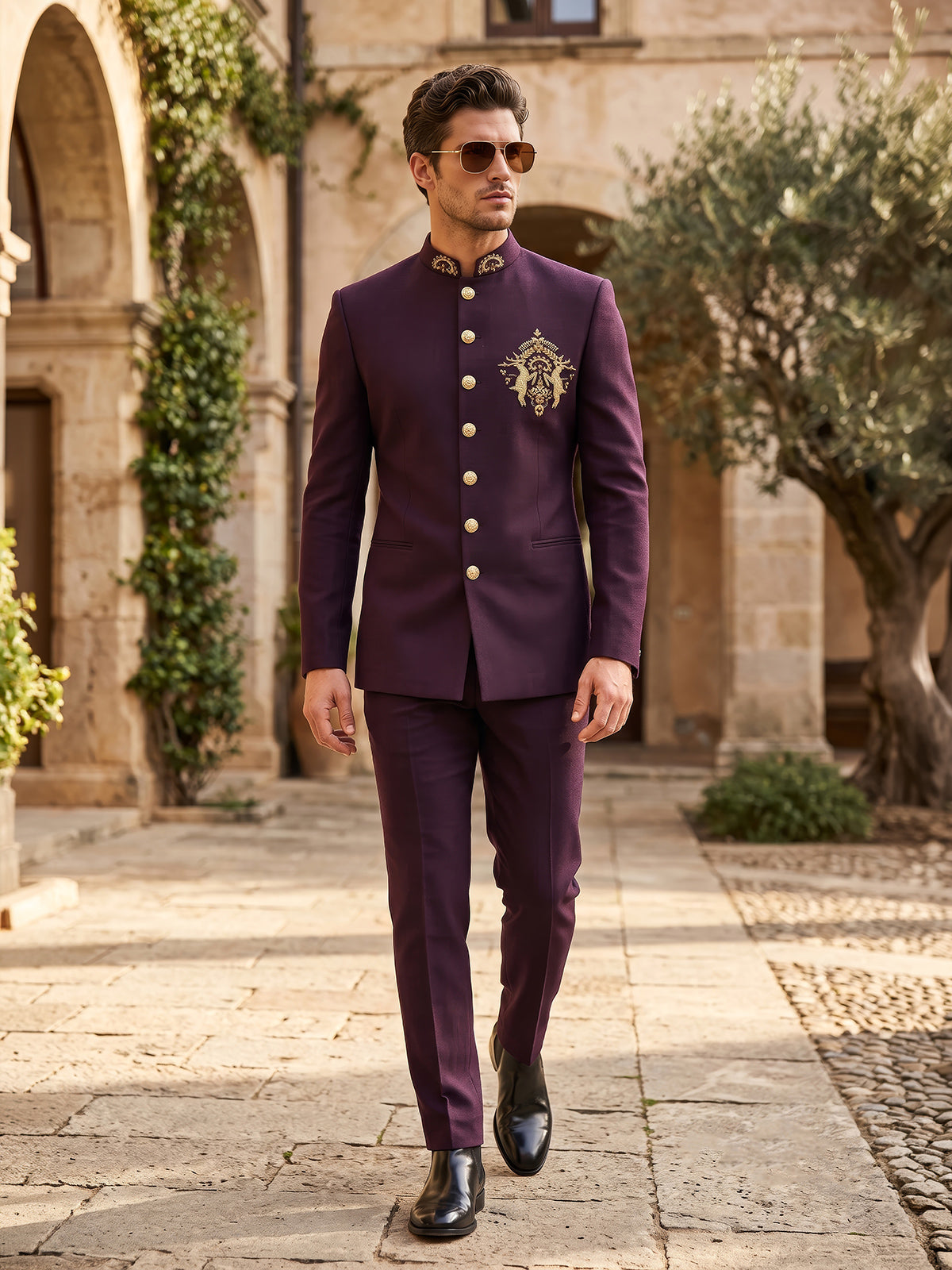Wine heritage mens indo western
