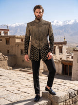 Black luxury mens indo western for grand celebration