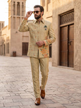 Beige designer mens indo western