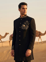 Black royal mens indo western