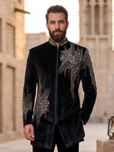 Black premium mens indo western for grand celebration