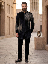 Black premium mens indo western for grand celebration