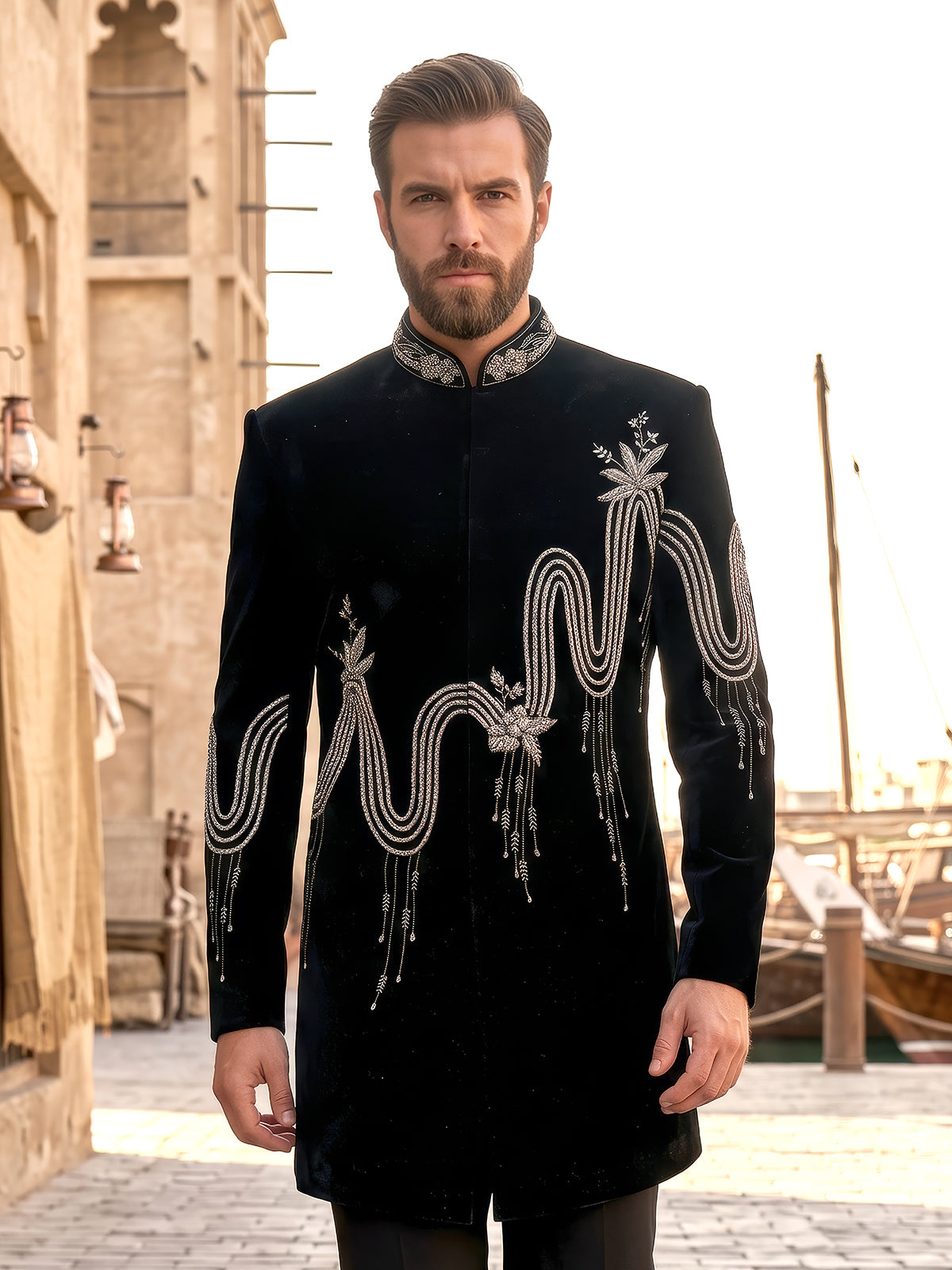 Black lavish mens indo western