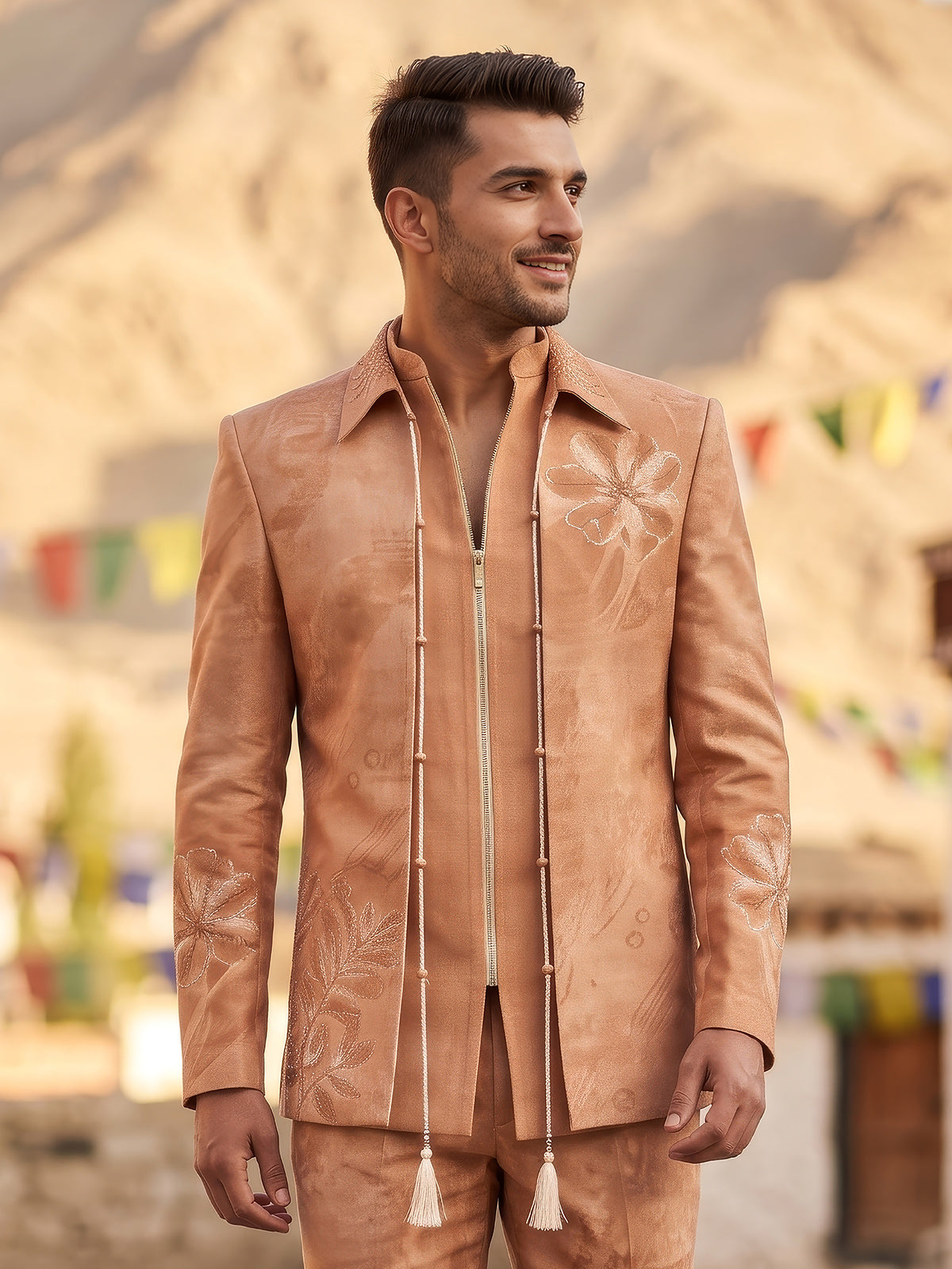 Peach signature mens indo western