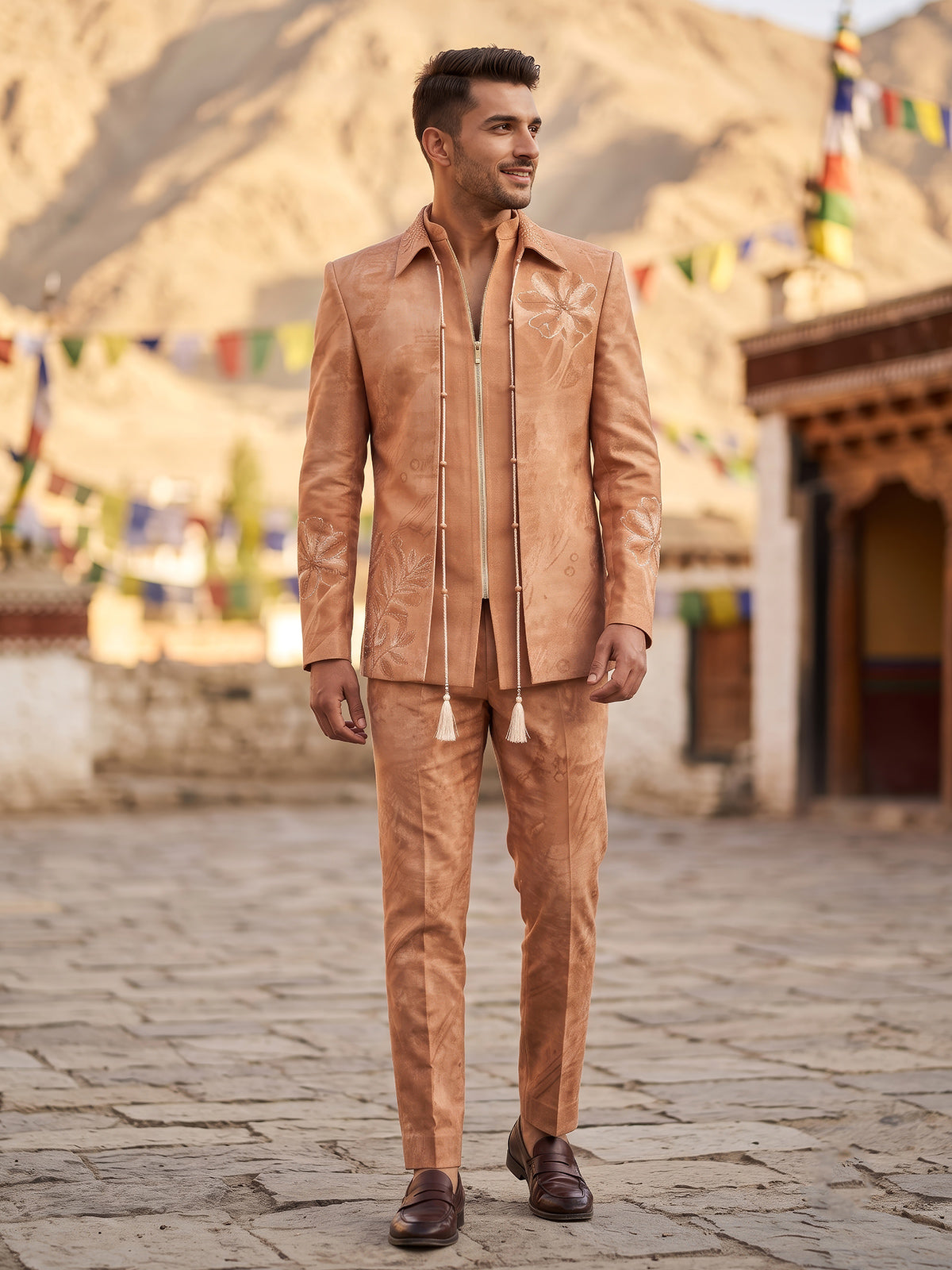 Peach signature mens indo western