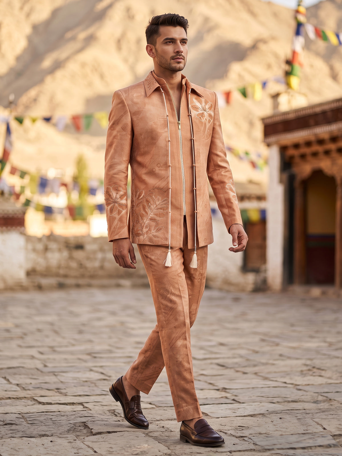 Peach signature mens indo western
