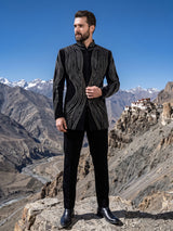 Black sleek mens indo western
