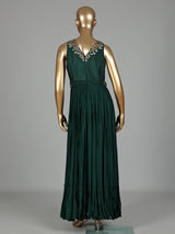 Bottle green georgette anarkali with waist belt and zardosi embellishments