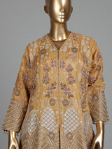 Mustard yellow silk palazzo suit with sequins and tassel detailing