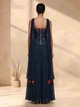 Navy georgette palazzo suit for wedding celebration