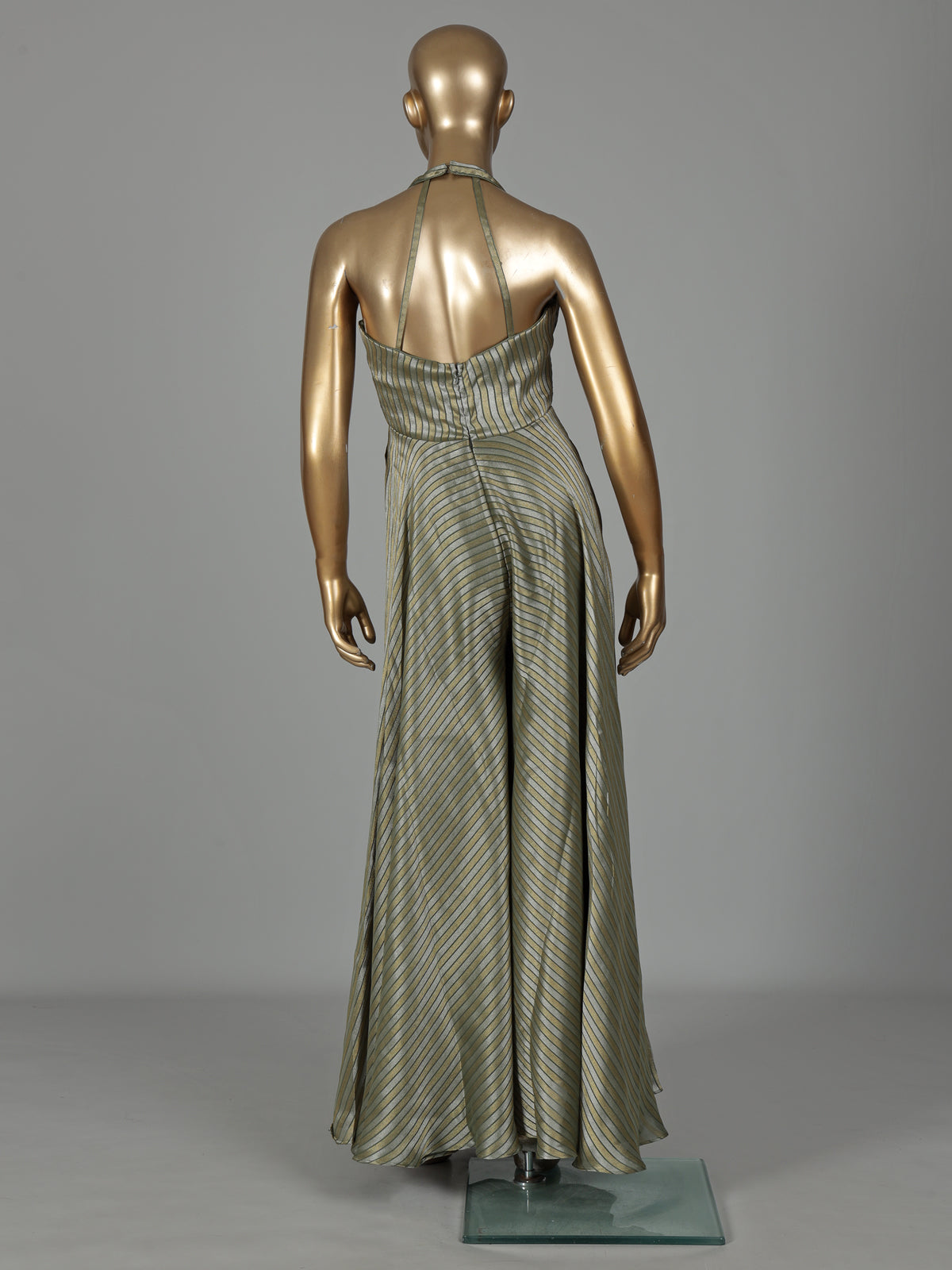 Pista green tissue silk blend jumpsuit with aabla work