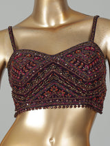 Wine georgette palazzo suit with zardosi and beadwork
