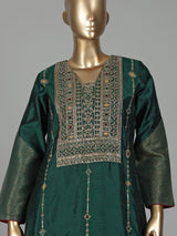 Green silk anarkali with cutdana, zardosi, stone diamond zari work