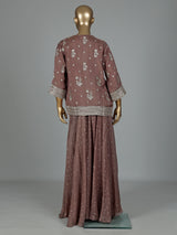 Dusty wine silk designer salwar suit with elegant palazzo