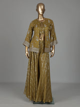 Mehendi olive silk designer palazzo suit