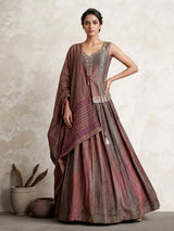 Brown shaded silk lehenga choli with elegant embellished detailing