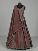 Brown shaded silk lehenga choli with elegant embellished detailing
