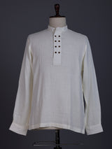 White linen solid mens short kurta