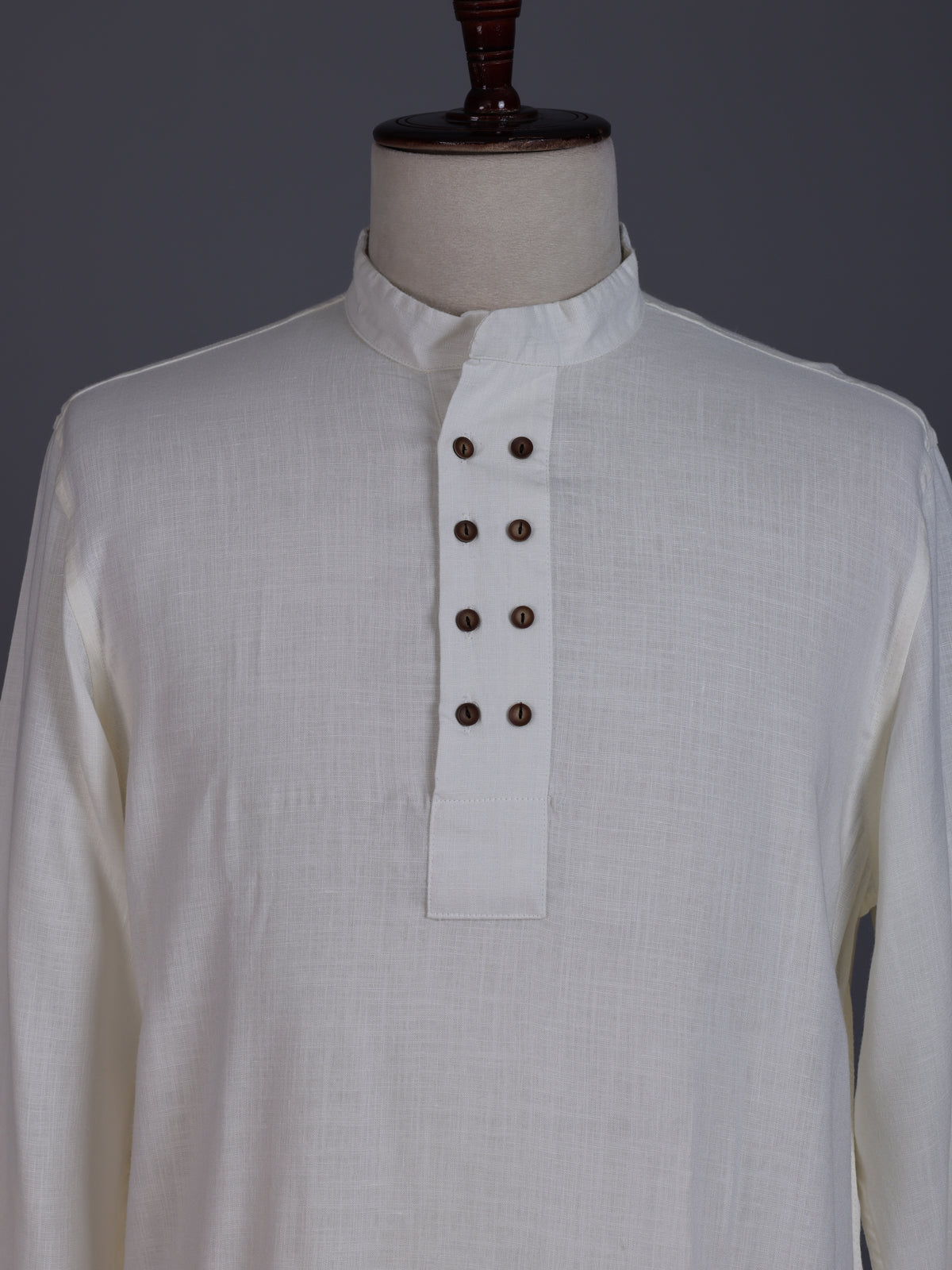 White linen solid mens short kurta