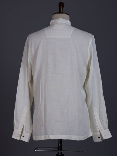 White linen solid mens short kurta
