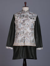 Deep forest green silk mens waistcoat set with heritage detailing
