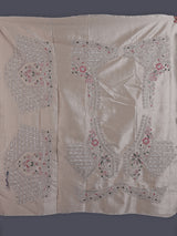 Cream silk unstitched lehenga choli with jharokha panels