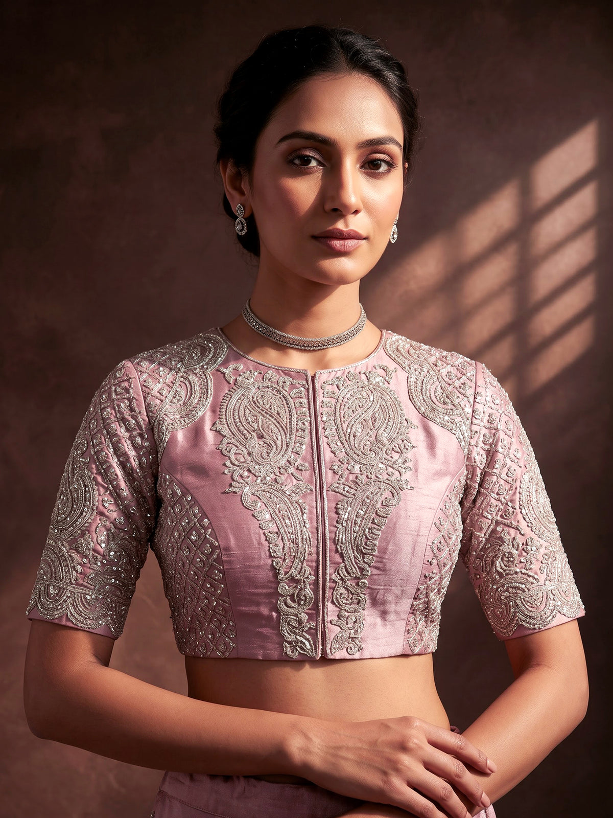 Pink silk unstitched wedding wear lehenga choli