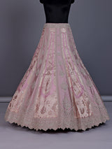 Pink silk unstitched wedding wear lehenga choli