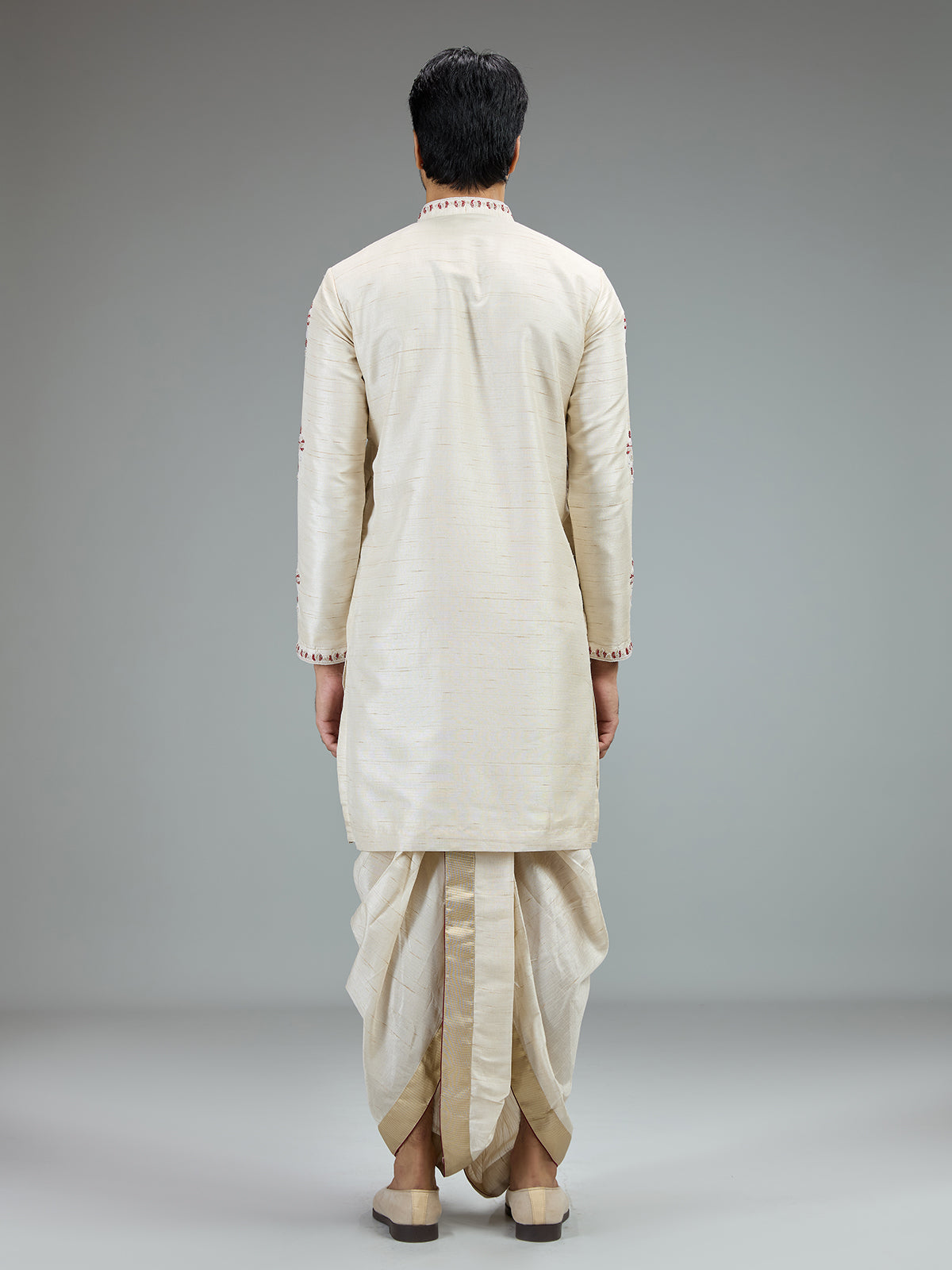 Ivory cream heritage dhoti kurta suit for men