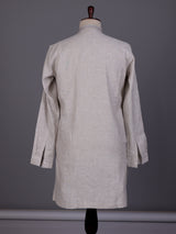 Grey thread sequins zardosi cotton linen kurta for mens