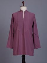 Lavender purple Poly-Viscose mens kurta suit with chevron pintucks
