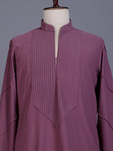 Lavender purple Poly-Viscose mens kurta suit with chevron pintucks