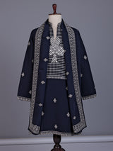Navy blue Georgette silk mens kurta suit with sequins aabla embroidery