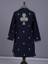 Navy blue Georgette silk mens kurta suit with sequins aabla embroidery