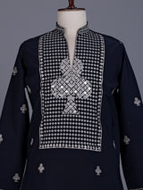 Navy blue Georgette silk mens kurta suit with sequins aabla embroidery