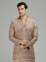 Dusty rose stylish embroidered mens kurta suit
