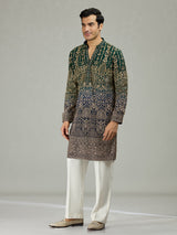 Green blue shaded Mughal heritage men kurta suit