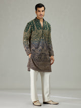 Green blue shaded Mughal heritage men kurta suit