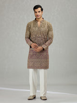 Brown purple shaded architectural mens kurta suit