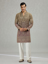 Brown purple shaded architectural mens kurta suit