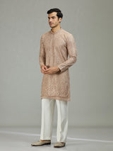 Beige Persian floral jaal majestic men kurta suit