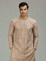 Beige Persian floral jaal majestic men kurta suit