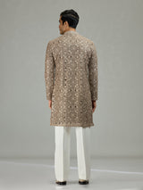 Olive green diamond cut refined men kurta suit