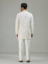 White Mughal paisley classic men kurta suit